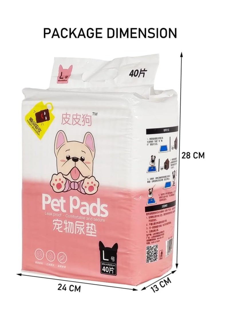 أن ان سي بيتس حصيرة تدريب الحيوانات الأليفة على استخدام المرحاض، 5 طبقات من وسادات التبول المقاومة للتسرب للكلاب الكبيرة، مقاومة للتمزق والتحكم في الرائحة، 40 قطعة من وسادات الحيوانات الأليفة للاستخدام مرة واحدة للمنزل والسفر، مرحاض مريح للكلاب، 60 سم (أبيض) - Image 2