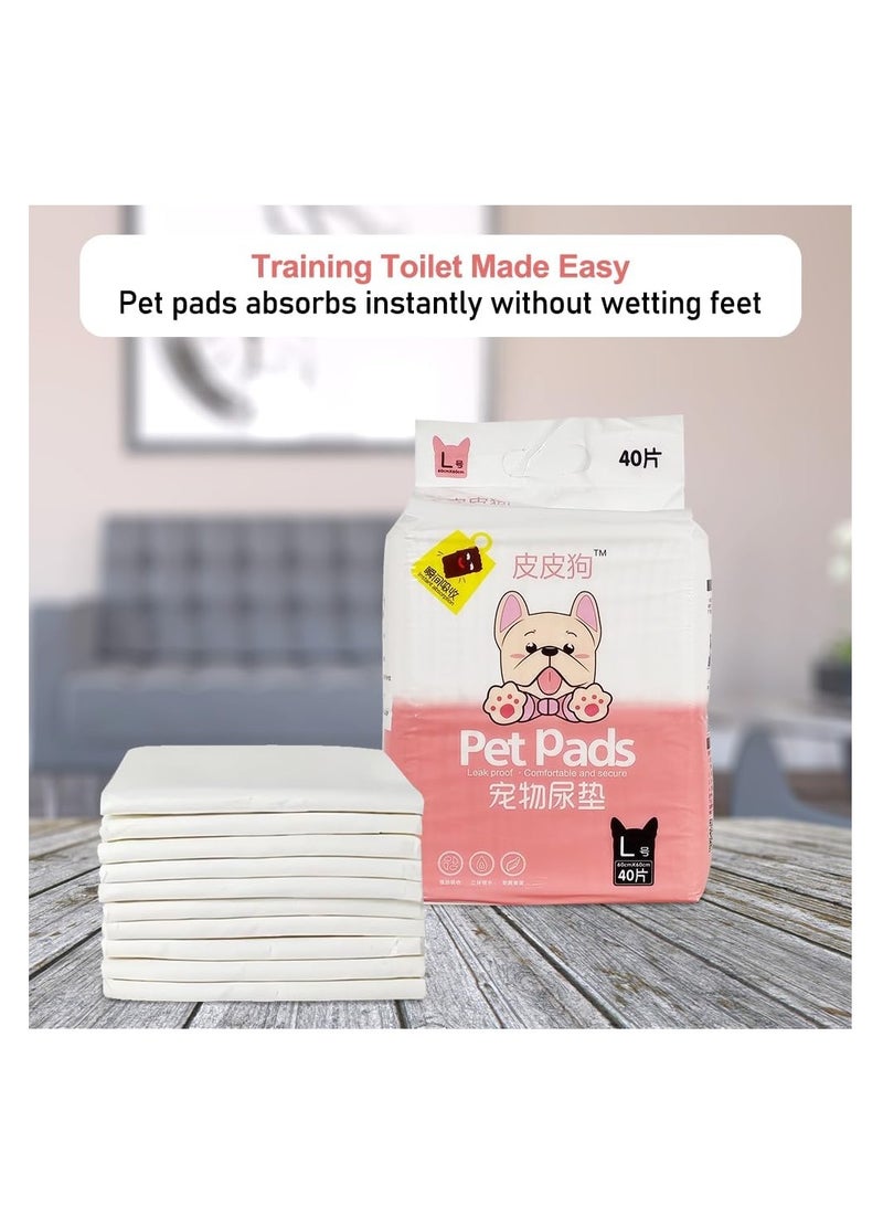 أن ان سي بيتس حصيرة تدريب الحيوانات الأليفة على استخدام المرحاض، 5 طبقات من وسادات التبول المقاومة للتسرب للكلاب الكبيرة، مقاومة للتمزق والتحكم في الرائحة، 40 قطعة من وسادات الحيوانات الأليفة للاستخدام مرة واحدة للمنزل والسفر، مرحاض مريح للكلاب، 60 سم (أبيض) - Image 4