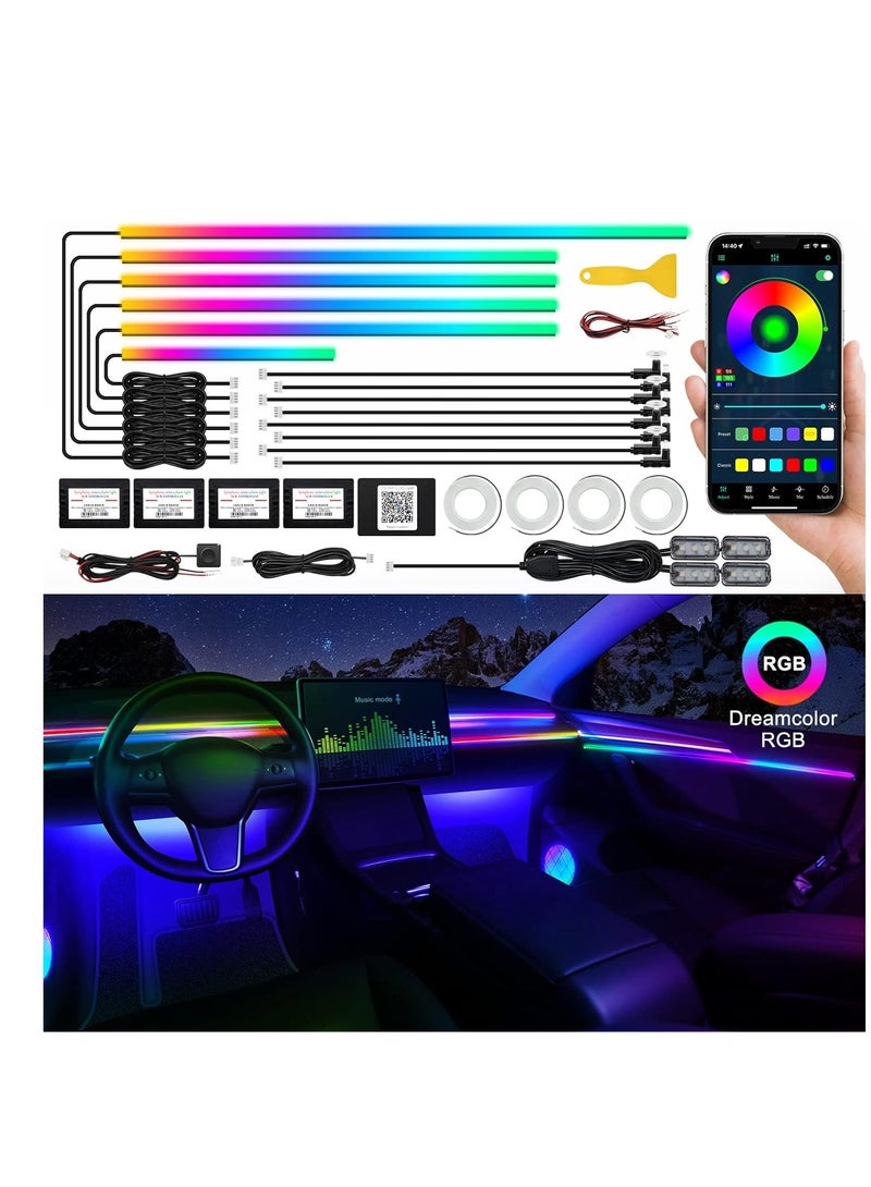 Dreamcolor Acrylic Interior Car LED Strip Light Wireless APP, RGB 22 in 1 175 inches 593 LEDs Fiber Optic Ambient Lighting Kits, 16 Mill - Image 1