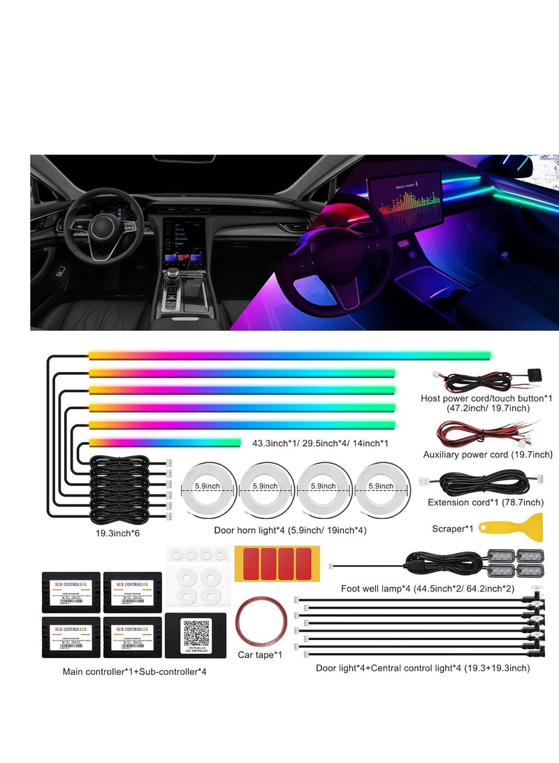 Dreamcolor Acrylic Interior Car LED Strip Light Wireless APP, RGB 22 in 1 175 inches 593 LEDs Fiber Optic Ambient Lighting Kits, 16 Mill - Image 2