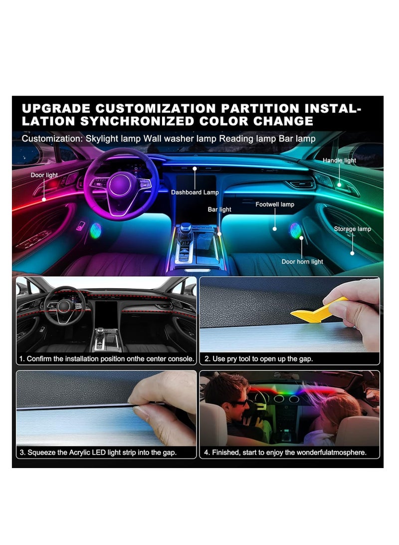 Dreamcolor Acrylic Interior Car LED Strip Light Wireless APP, RGB 22 in 1 175 inches 593 LEDs Fiber Optic Ambient Lighting Kits, 16 Mill - Image 4