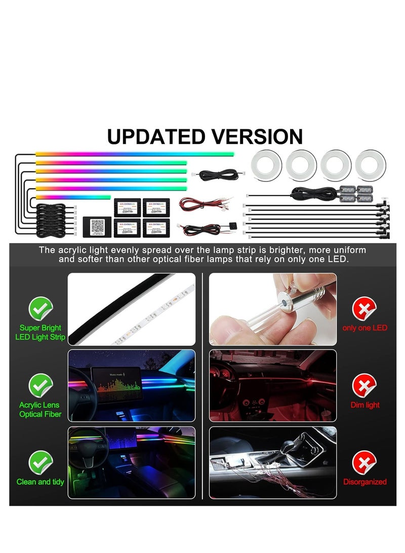 Dreamcolor Acrylic Interior Car LED Strip Light Wireless APP, RGB 22 in 1 175 inches 593 LEDs Fiber Optic Ambient Lighting Kits, 16 Mill - Image 5