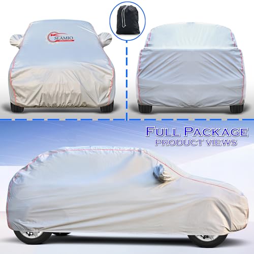 Slamio Car Cover for Kia Carens Clavis 2025-2026 Model | Waterproof, Dustproof, UV Resistant | All-Weather Protection with Mirror Pockets | Custom Fit, Triple Stitch | Grey - Image 3