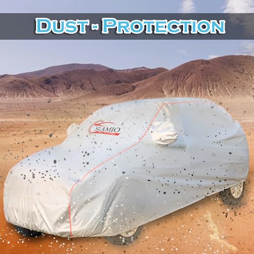 Slamio Car Cover for Kia Carens Clavis 2025-2026 Model | Waterproof, Dustproof, UV Resistant | All-Weather Protection with Mirror Pockets | Custom Fit, Triple Stitch | Grey - Image 5