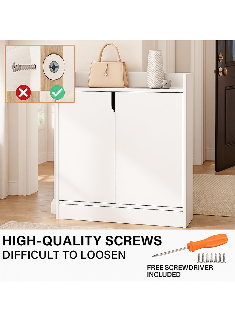 Y&D Shoes Cabinet Household Door Storage Dustproof Simple Shoes Shelf Multi-layer Economic Non-solid Wood Dormitory Rack Shoes Shelf White  - Image 3