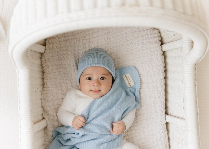 Bleu La La Baby Gift Set - Organic Cotton Newborn Blanket Essentials, Thoughtful Baby Shower & New Baby Gift for Boys & Girls (Luxe - Sky Blue) - Image 4