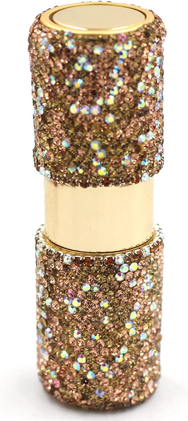Bestbling Crystal Rhinestone Empty Portable spray bottle Cosmetic Perfume Spray Bottle Spray Essential Oil Bottle Glass Perfume Bottle 15ML Gold