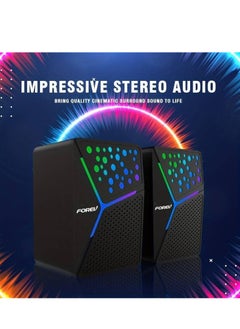 FV-206 RGB Computer Gaming Speakers - 3W*2 RGB Lights Wired Stereo Mini - 3.5mm Jack + 2.0 USB Powered For Gaming/Movie/Music/PC/Laptop Brand: Generic - pzsku/Z5584191F83B2CE507B82Z/45/_/1730036216/660bfee9-84e2-412f-a317-fd73ff1ef2ad