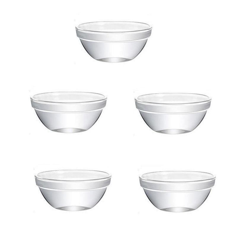 esowemsn 5PCS Glass Mixing Bowl Glass Salad Bowl Nesting Bowl for Space Saving StorageCookingBakingPreppingStackable Bowl Set