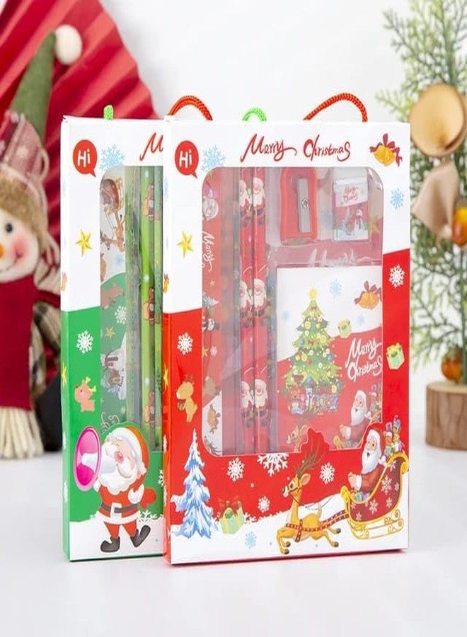 AMYCAUR Santa Claus Theme School Stationery Kit, Christmas Day Gift Set, Merry Christmas Return Gift Set, 6-in-1 Stationery Kit for Kids (Pack of 4) - Image 2