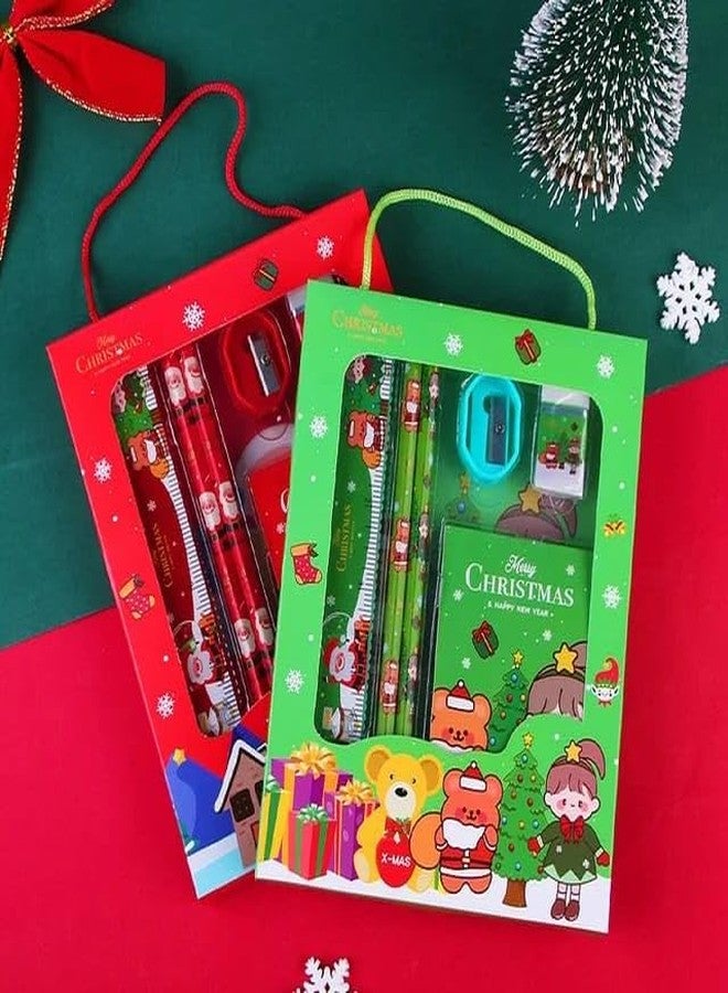 AMYCAUR Santa Claus Theme School Stationery Kit, Christmas Day Gift Set, Merry Christmas Return Gift Set, 6-in-1 Stationery Kit for Kids (Pack of 4) - Image 3