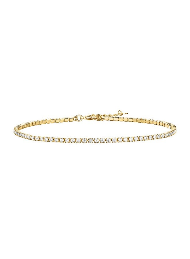 PAVOI 14K Gold Plated Tennis Anklets For Women | Ankle Bracelet ( Yellow Gold Plated) - Image 1