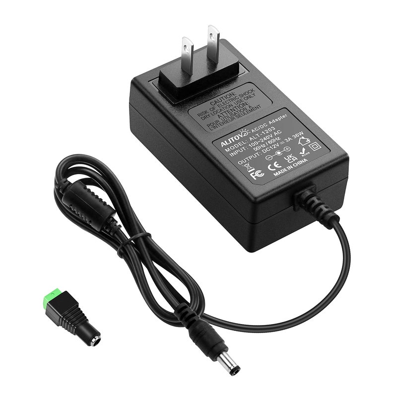 ALITOVE محول الطاقة ALITOVE 12V DC 3A 36W عالمي محول AC 100-240V 50-60Hz إلى محول طاقة 12 فولت كابل 3 أمبير 2.5 أمبير 2 أمبير 5.5 مم × 2.5 مم 2.1 مم لأضواء شريط LED وكاميرات الأمن CCTV وشاشات الكمبيوتر والمزيد - Image 1
