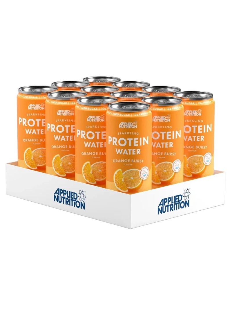 Applied Nutrition Sparkling Protein Water with Vitamin C, Orange Burst, 330ml, Pack of 12 - Image 1
