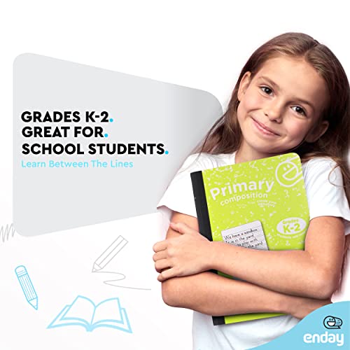 Enday Primary Composition Notebook K-2, Primary Ruled Composition Book, Primary Composition Notebook for Kids, 100 Sheets kindergarten Notebook, Pink, Purple, Green, Blue, Red, Grey (6 Pack) - Image 2