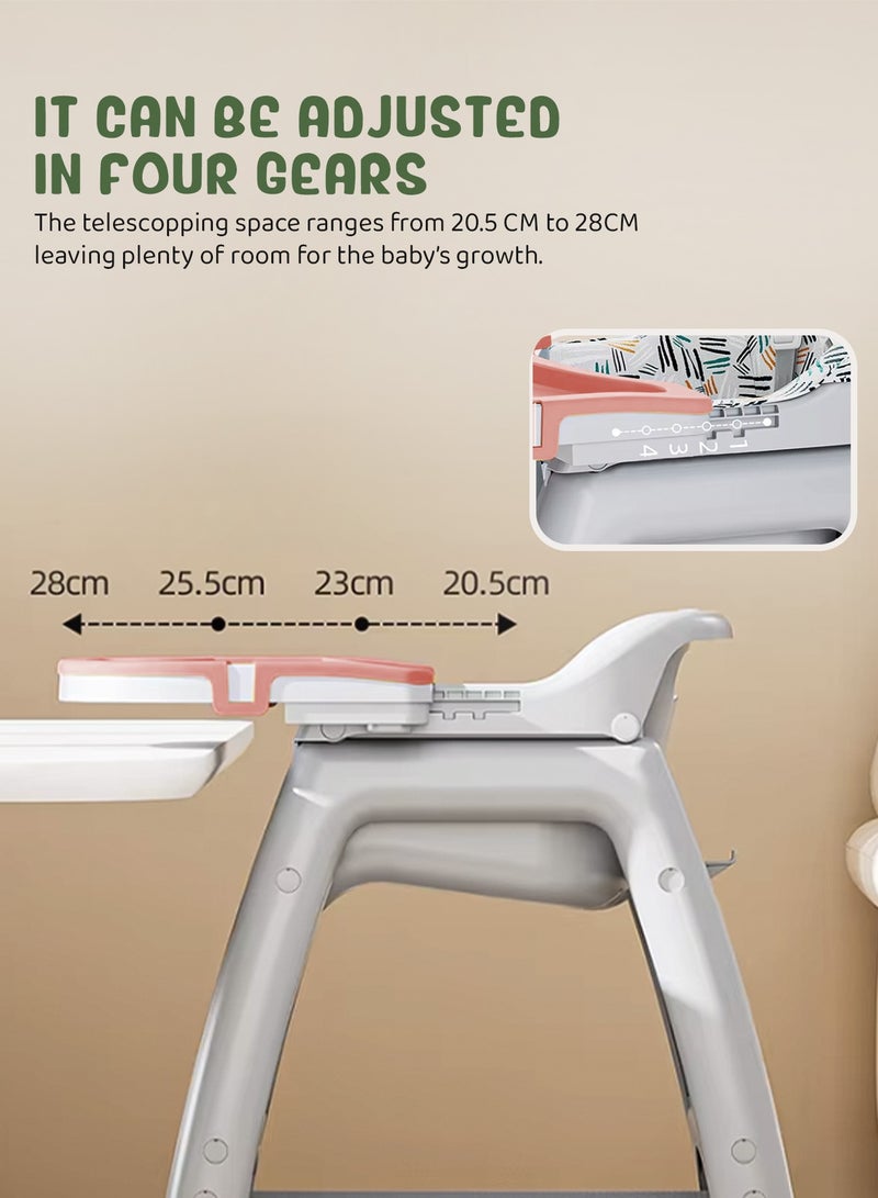 BAYBEE Baby High chair with Adjustable gear & Detachable cusion, Baby Feeding chair seat with safety belt, Enlarge Storage space & Tray High chair for Children 3 to 6 years Baby Boy Girl (Pink) - Image 5