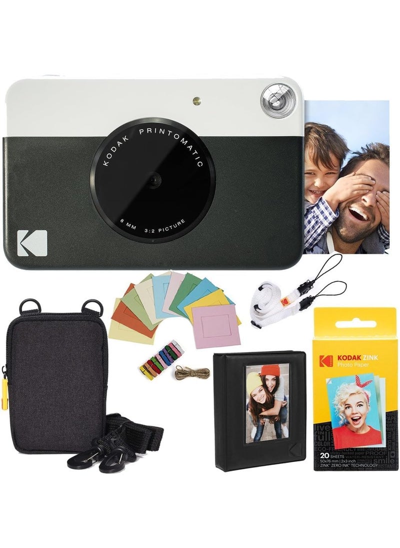 Kodak Kodak Printomatic Instant Camera Bundle Black Zink Paper 20 Sheets  Case  Photo Album  Hanging Frames  - Image 1