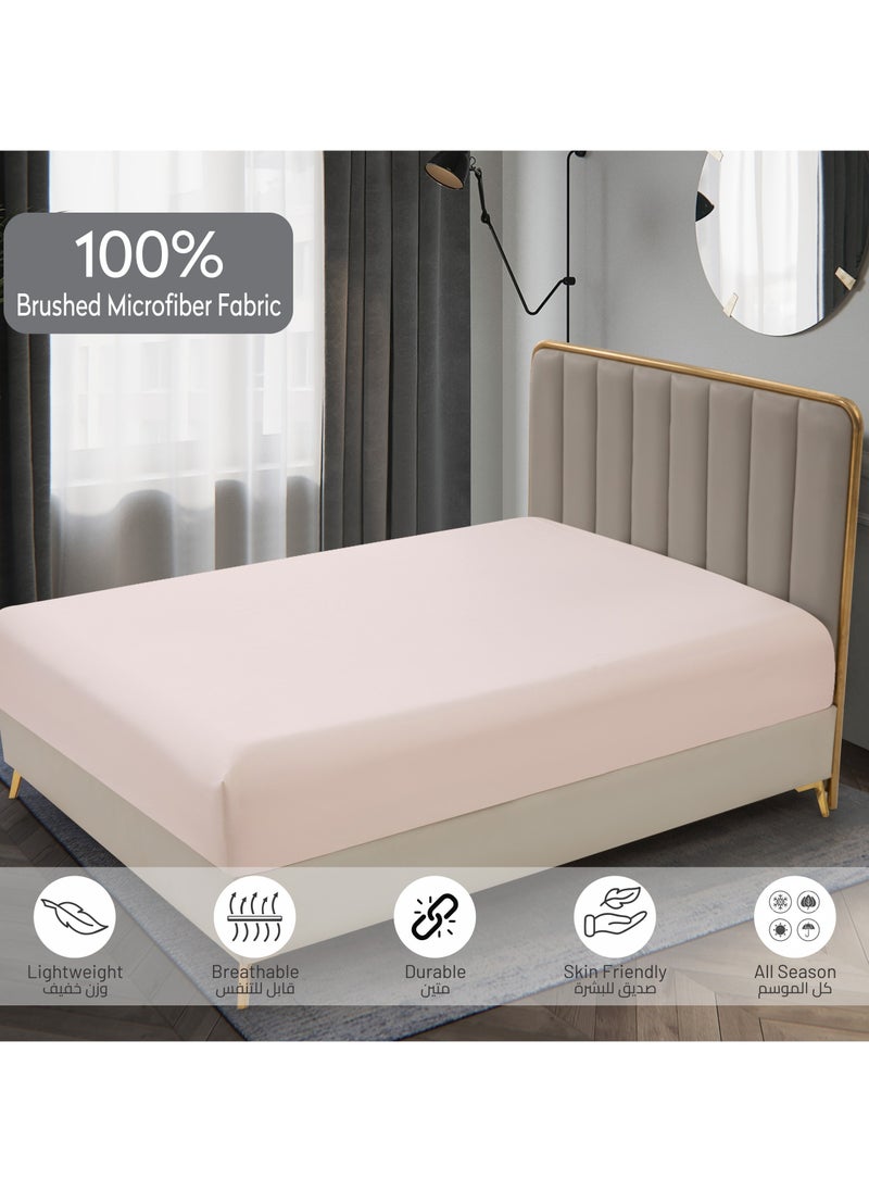 Donetella Bedding Fitted Sheet - Fits 200x200 Cm For Super King Bed - 3 Pcs (1 Fitted Sheet and 2 Pillowcases) - 35 Cm Deep Pocket - Solid Bed Sheet  - Image 5