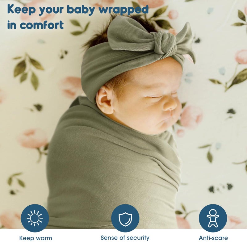 GRSSDER 2 Pack Newborn Swaddle Blanket, Ultra Soft Stretchy Jersey Knit Extra Large Size 33 x 44 Receiving Blankets for Easy Swaddling Baby Snug and Cozy - Image 2