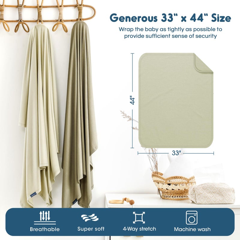 GRSSDER 2 Pack Newborn Swaddle Blanket, Ultra Soft Stretchy Jersey Knit Extra Large Size 33 x 44 Receiving Blankets for Easy Swaddling Baby Snug and Cozy - Image 3