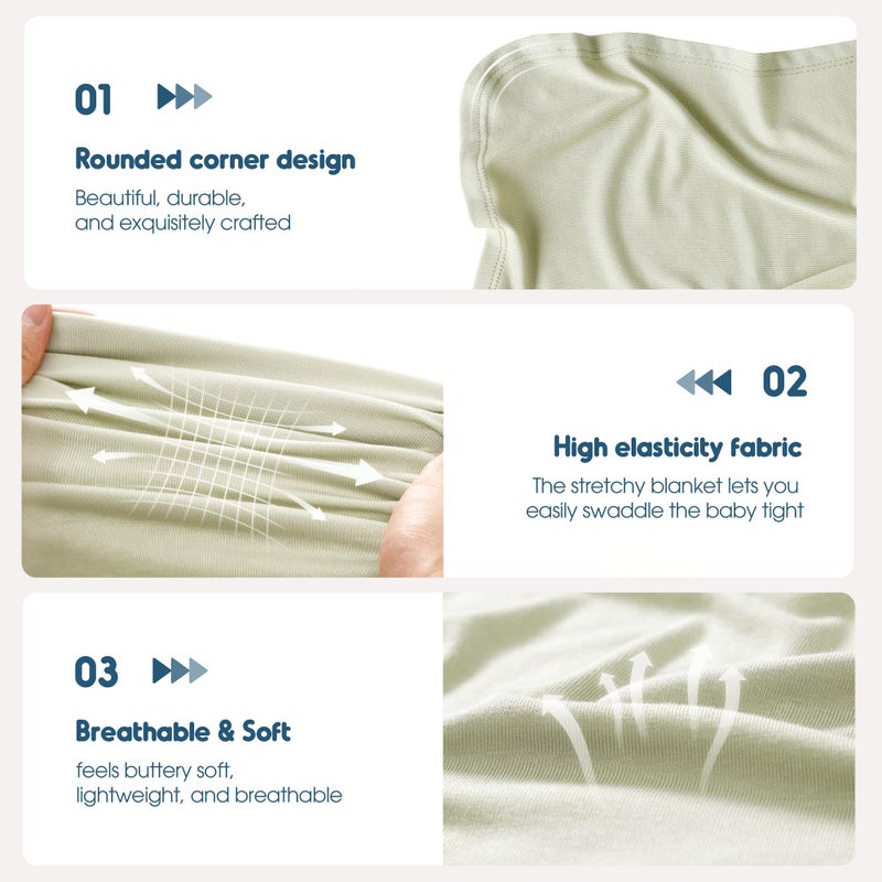 GRSSDER 2 Pack Newborn Swaddle Blanket, Ultra Soft Stretchy Jersey Knit Extra Large Size 33 x 44 Receiving Blankets for Easy Swaddling Baby Snug and Cozy - Image 5