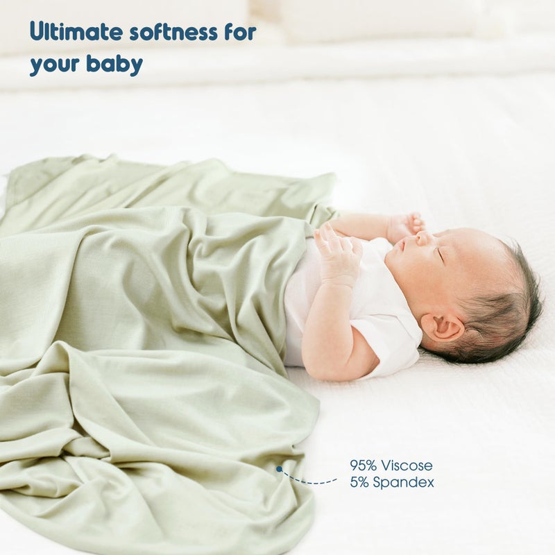 GRSSDER 2 Pack Newborn Swaddle Blanket, Ultra Soft Stretchy Jersey Knit Extra Large Size 33 x 44 Receiving Blankets for Easy Swaddling Baby Snug and Cozy - Image 4
