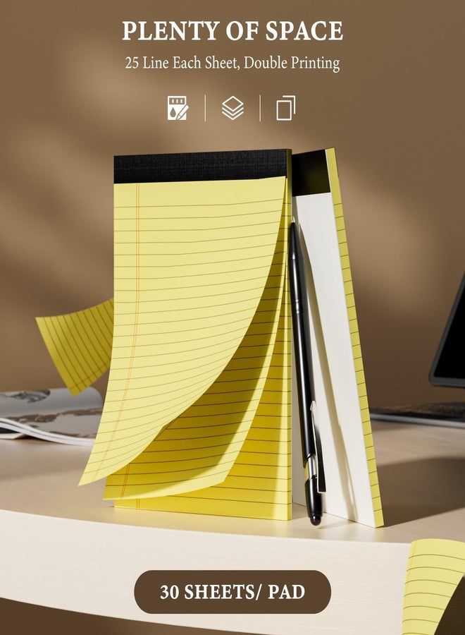Vishoitty Yellow Legal Pads 5x8, 6 Pack Small Note Pads 5x8'' Narrow Ruled Yellow Notepads for Work, 6 Pack Writing Pads Micro Perforated Lined Paper, Legal Note Pads 5 x 8 Yellow Paper 30 Sheet per Notepad - Image 3