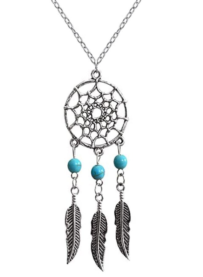 ASTROGHAR Dream Catcher And Turquoise Beads Pendant For Women And Girls - Image 1