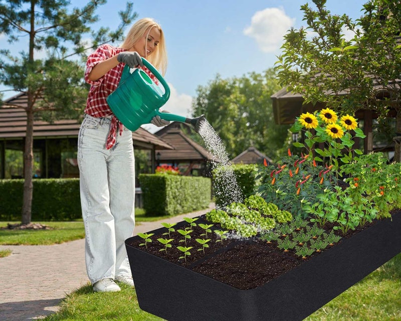 KLEWEE Fabric Raised Garden Bed, 128 Gallon 6 x 3FT Garden Growing Bags for Planting Vegetables, Flowers and Herbs, Breathable Plant Bed Large Grow Planter Bags 8 Grids - Image 2