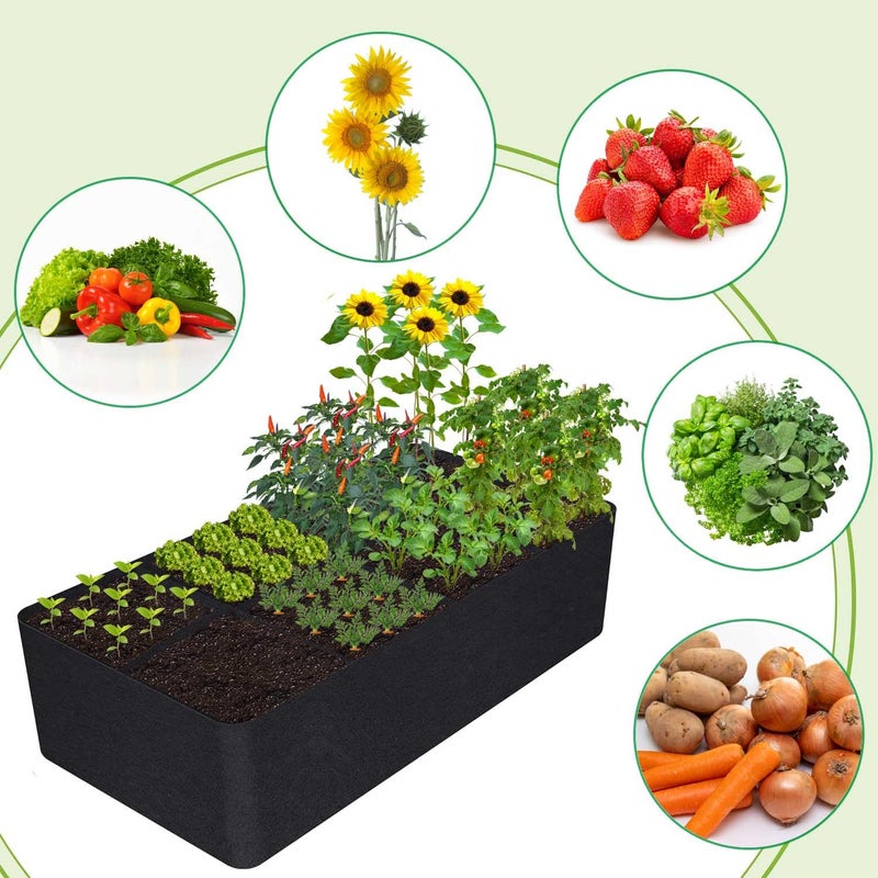 KLEWEE Fabric Raised Garden Bed, 128 Gallon 6 x 3FT Garden Growing Bags for Planting Vegetables, Flowers and Herbs, Breathable Plant Bed Large Grow Planter Bags 8 Grids - Image 5