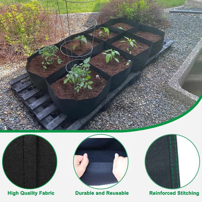 KLEWEE Fabric Raised Garden Bed, 128 Gallon 6 x 3FT Garden Growing Bags for Planting Vegetables, Flowers and Herbs, Breathable Plant Bed Large Grow Planter Bags 8 Grids - Image 4