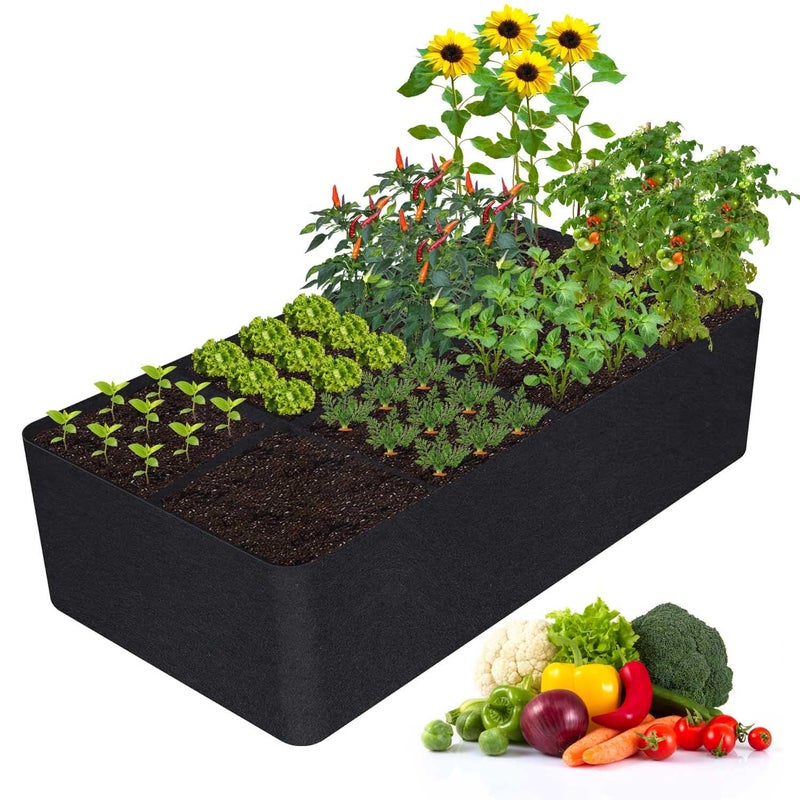 KLEWEE Fabric Raised Garden Bed, 128 Gallon 6 x 3FT Garden Growing Bags for Planting Vegetables, Flowers and Herbs, Breathable Plant Bed Large Grow Planter Bags 8 Grids - Image 1