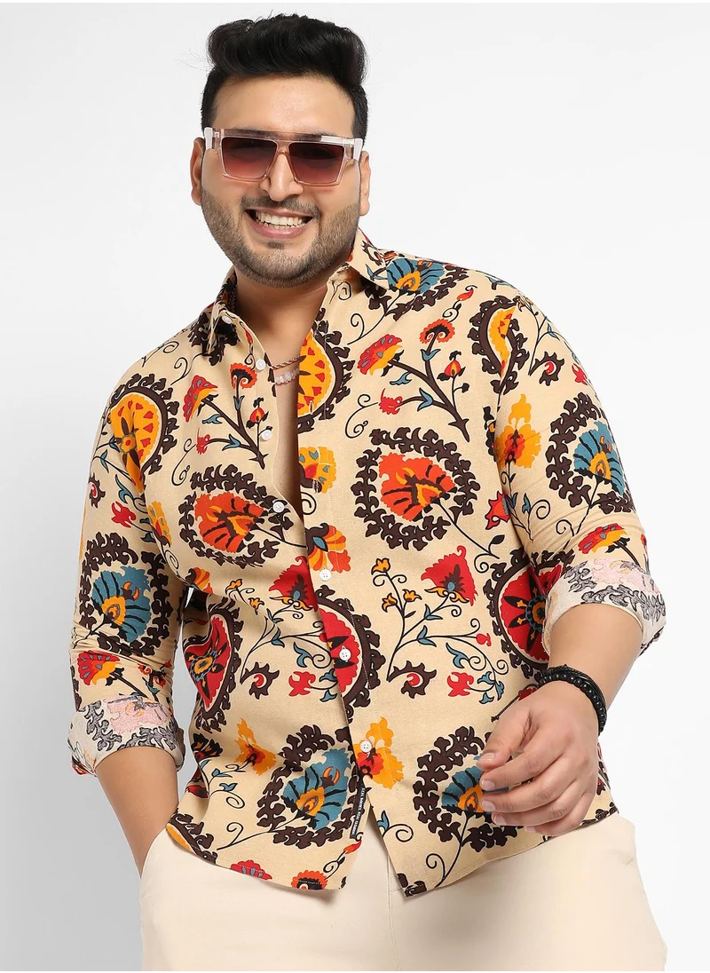 Instafab Plus Instafab Plus Ethnic Floral Shirt