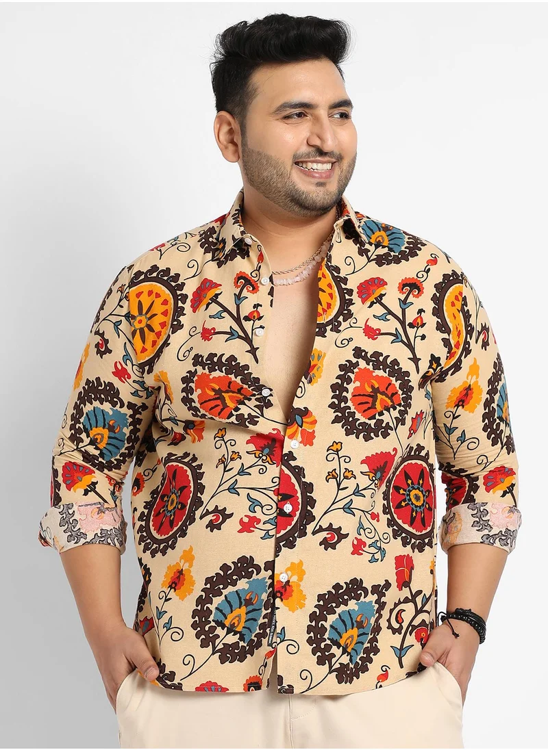 Instafab Plus Instafab Plus Ethnic Floral Shirt