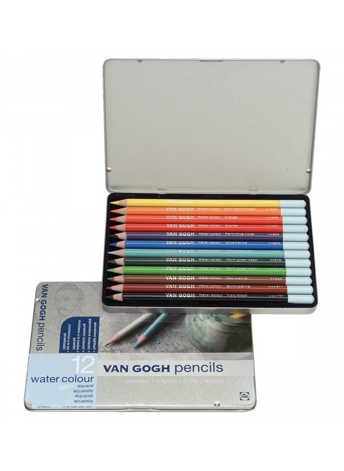 Van Gogh Van Gogh Watercolour Pencil Complete set with 12 Colours in Metal Box  - Image 1