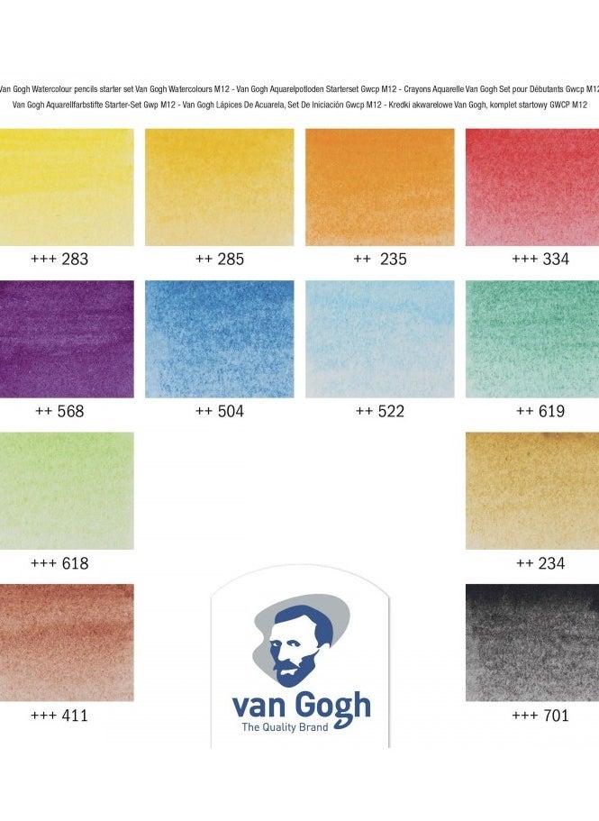 Van Gogh Van Gogh Watercolour Pencil Complete set with 12 Colours in Metal Box  - Image 2