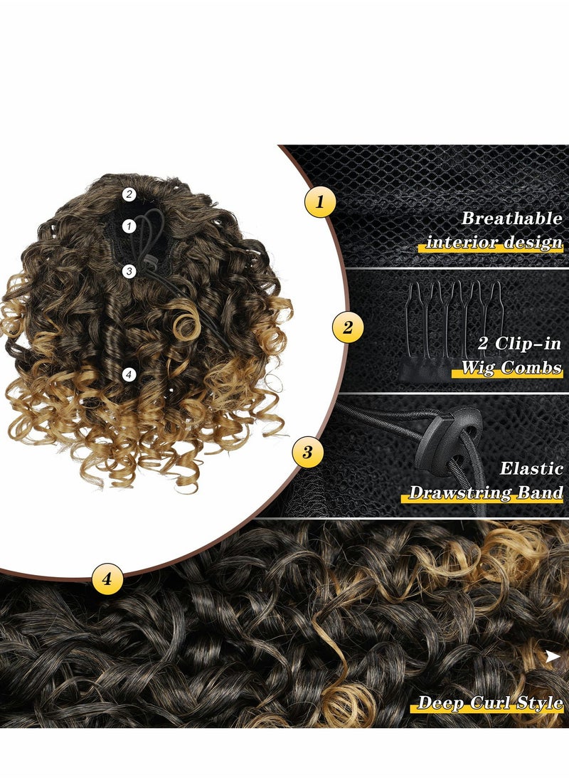 Excefore - Curly Ponytail Extension Drawstring Ponytails for Black Women Synthetic Hair Piece with 2 Clips on - Image 1