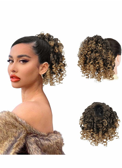 Curly Ponytail Extension Drawstring Ponytails for Black Women Synthetic Hair Piece with 2 Clips on
