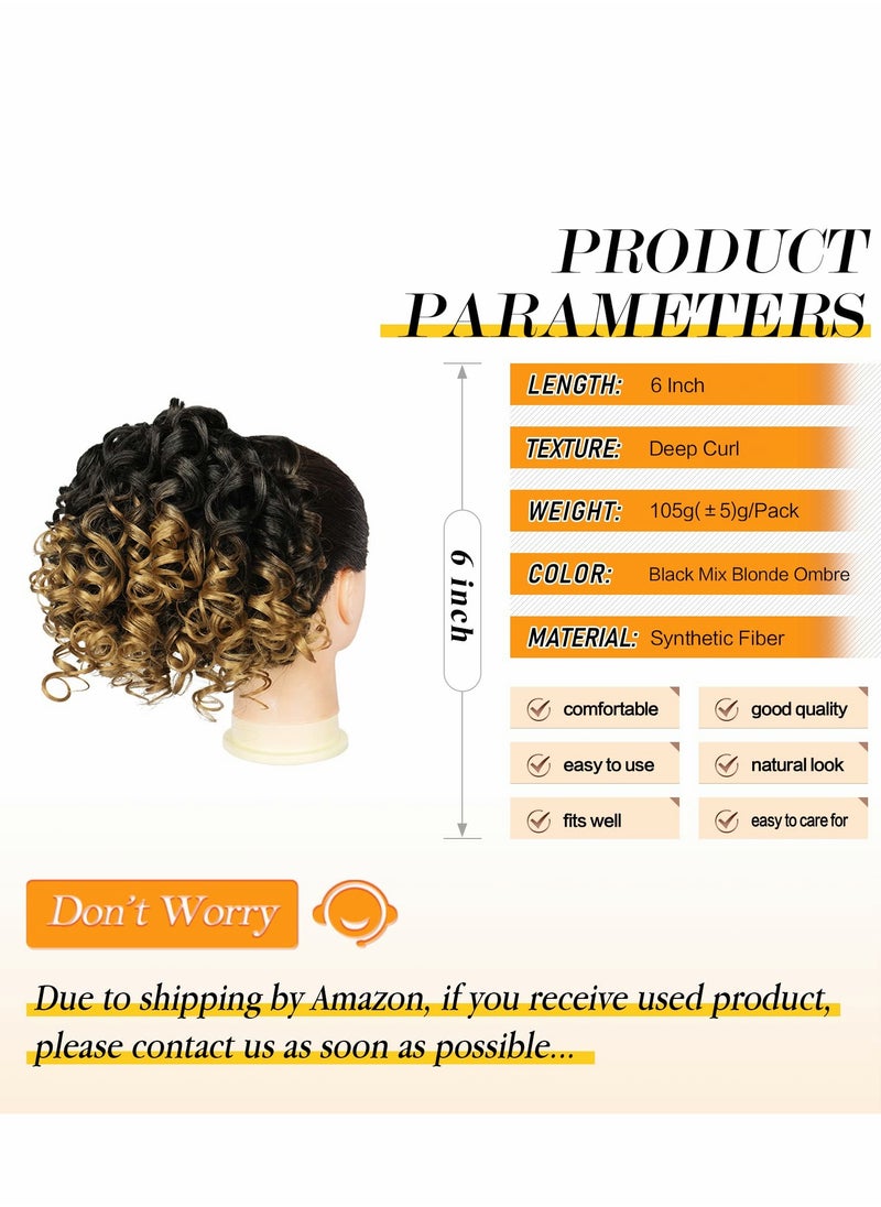Excefore - Curly Ponytail Extension Drawstring Ponytails for Black Women Synthetic Hair Piece with 2 Clips on - Image 1