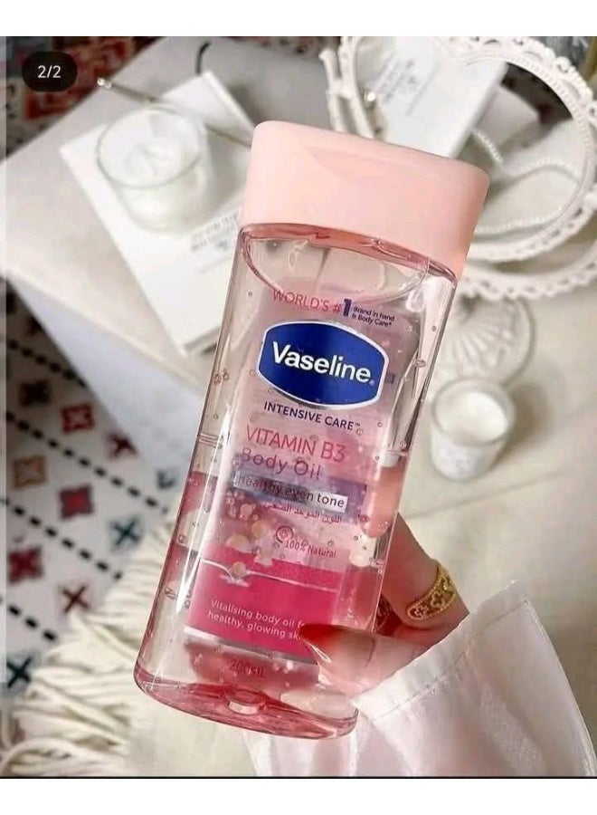 Vaseline Vitamin B3 Pink Body Oil for Even Skin Tone and Hydration – 200ml - Image 2