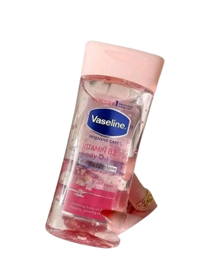 Vaseline Vitamin B3 Pink Body Oil for Even Skin Tone and Hydration – 200ml - Image 1