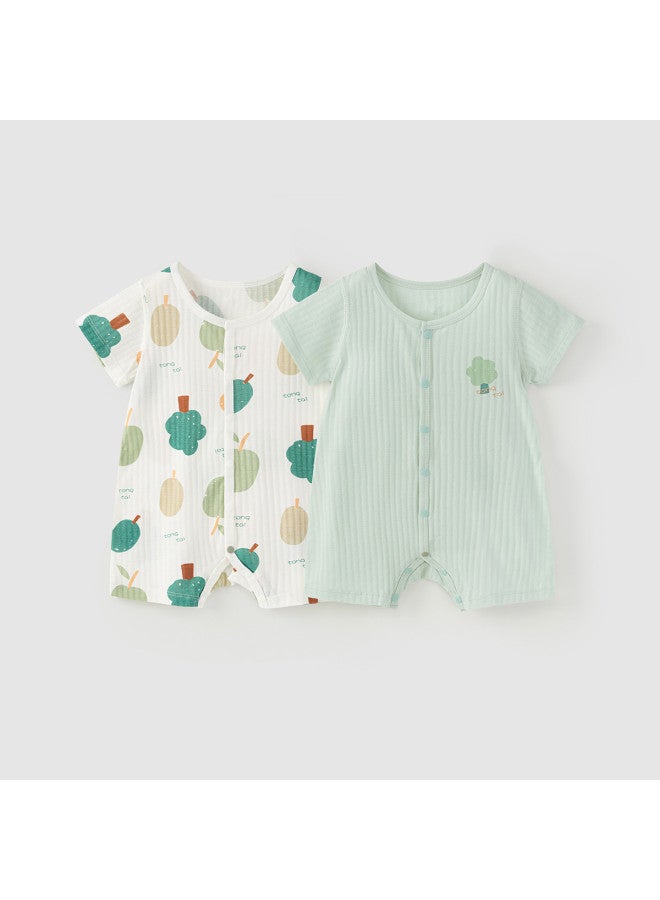 Tongtai Baby Short-sleeved Rompers Summer Pure Cotton Newborn Clothes Unisex Romper Crawling Suit Pajamas 2-piece Set - Image 2