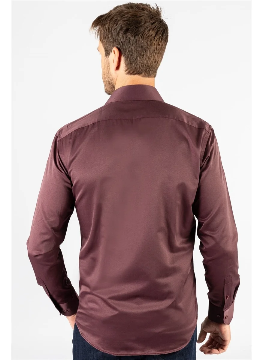 تودورس Modern Slim Fit Plain Satin Men's Shirt