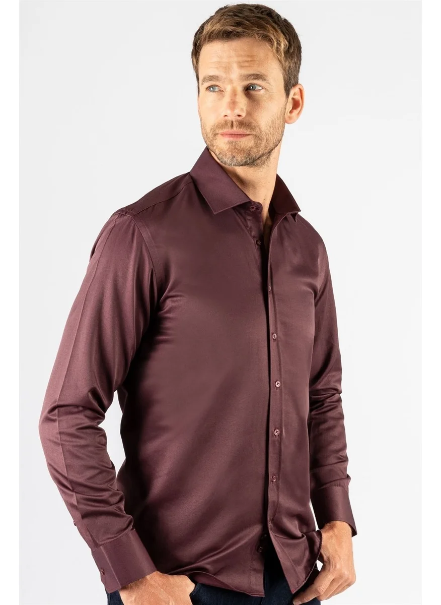 تودورس Modern Slim Fit Plain Satin Men's Shirt