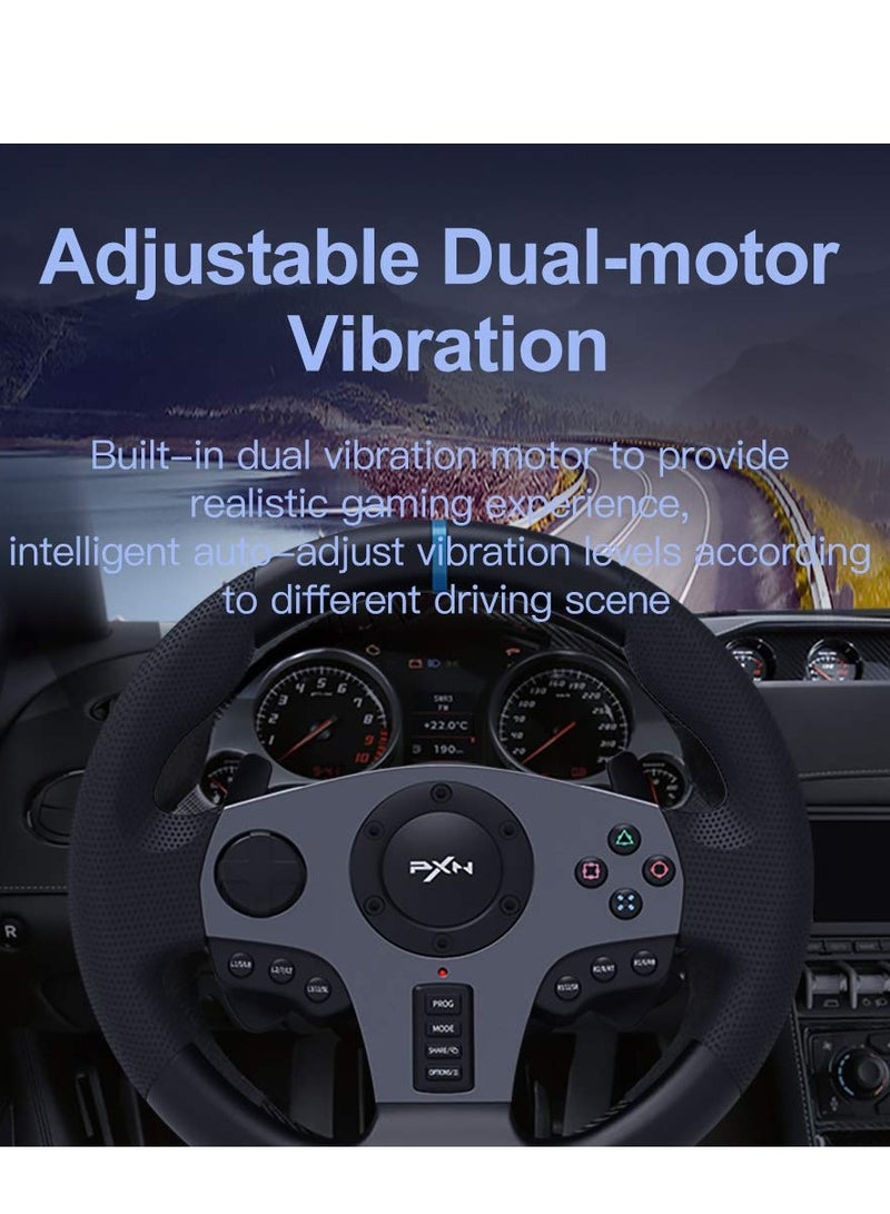 900 Degree Double Vibration Racing Steering Wheel With Shifter For PC/PS3/PS4/Xbox One/Series And Nintendo Switch - Wired  - Image 3
