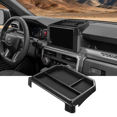 Ecarzo Dashboard Storage Box for Toyota Tacoma 2024 2025 2026 8Inch Screen Rear Tray Organizer ABS Dashboard Storage Tray with AntiSlip Liner Center Console Accessory for Daily Essentials - Image 1