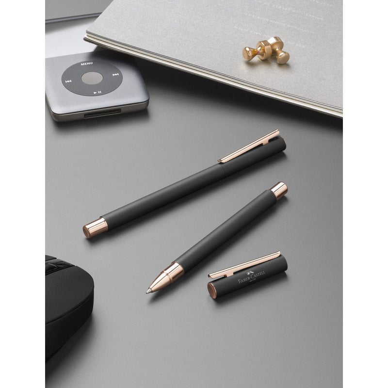 Faber-Castell NEO Slim Rollerball Pen - Black Matte and Rose Gold - Image 2