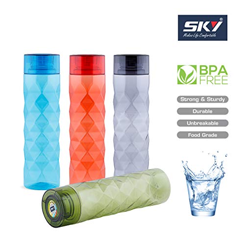 Sky Diamond Unbreakable PET Water Bottle,Set of 4,1000 ml,Multicolor - Image 4