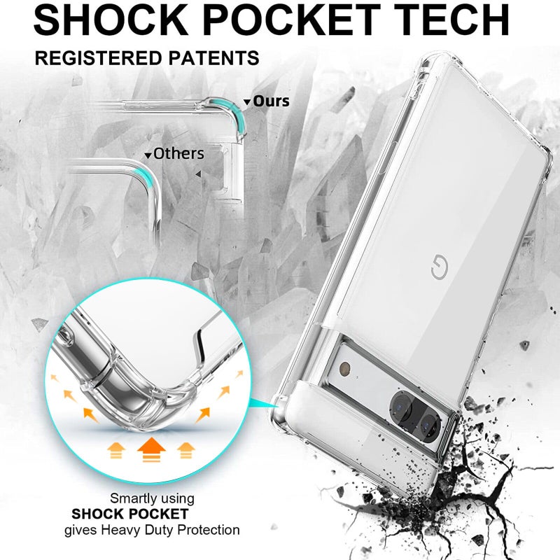 KIOMY Case for Google Pixel 7 Shockproof Bumper Protective Cover Hybrid Design Hard PC Back + Flexible TPU Raised Bezel Slim Fit with Airbags Corners Crystal Clear - Image 2