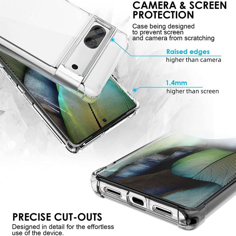 KIOMY Case for Google Pixel 7 Shockproof Bumper Protective Cover Hybrid Design Hard PC Back + Flexible TPU Raised Bezel Slim Fit with Airbags Corners Crystal Clear - Image 3